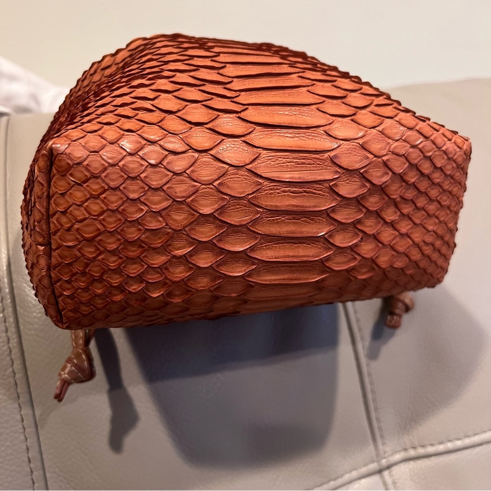 Adriana Castro Python Skin La Rossy Mini Bucket Bag Boho Chic Snake - Picture 9 of 13